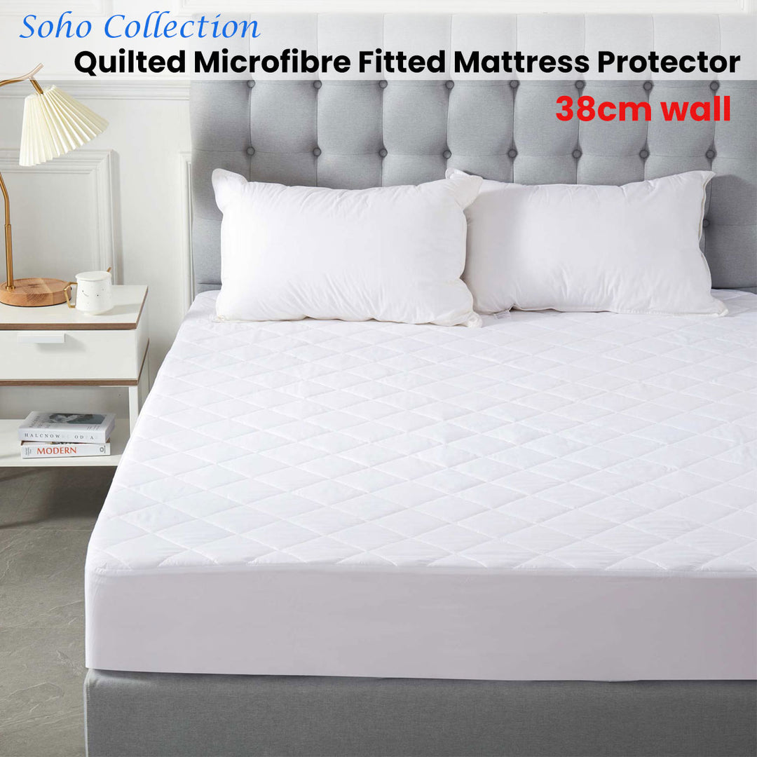 Quilted Microfibre Mattress Protector King - Fitted 38cm Deep Wall (Soho Collection)