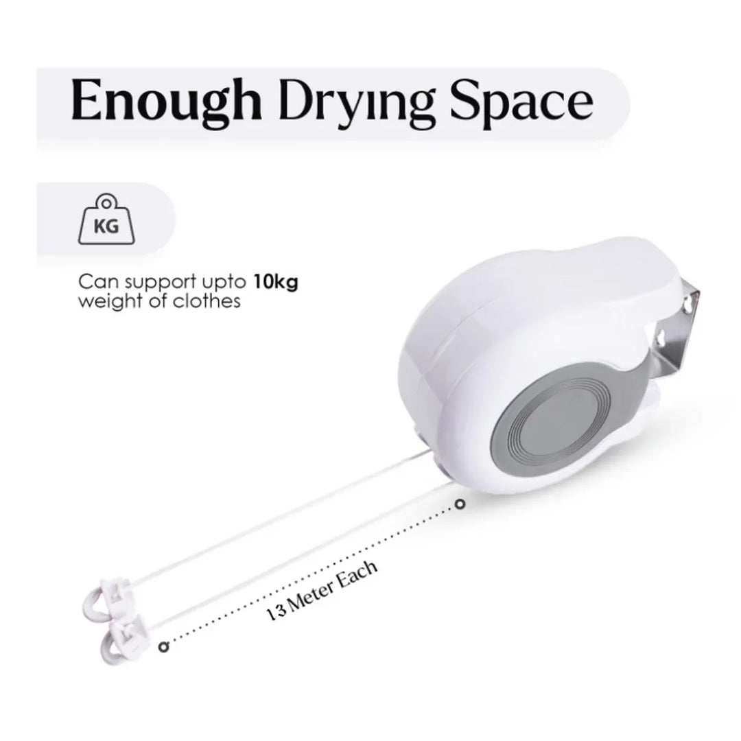 Double Clothes Line Wall Hanger Retractable Clothesline Clothes Dryer 13m Indoor