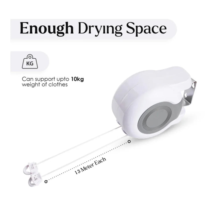 Double Clothes Line Wall Hanger Retractable Clothesline Clothes Dryer 13m Indoor