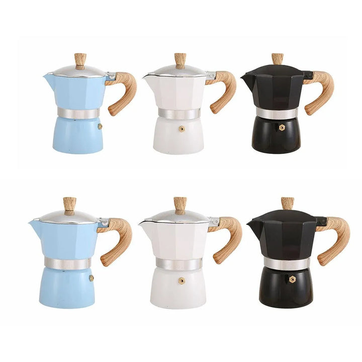 Portable Manual Espresso Maker - Wood Grain Handle Camping Coffee Machine 300ml