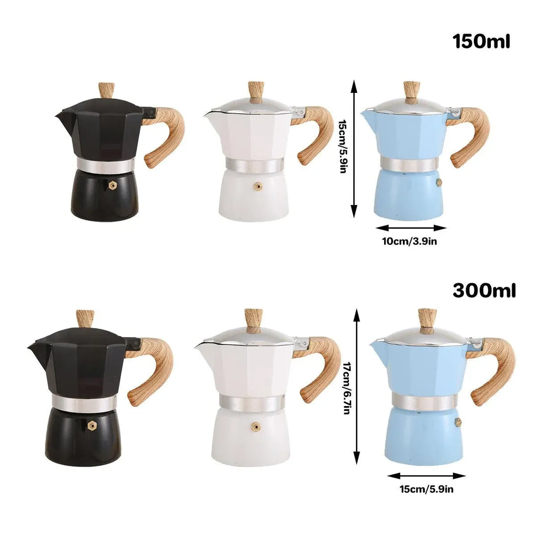 Portable Manual Espresso Maker - Wood Grain Handle Camping Coffee Machine 300ml