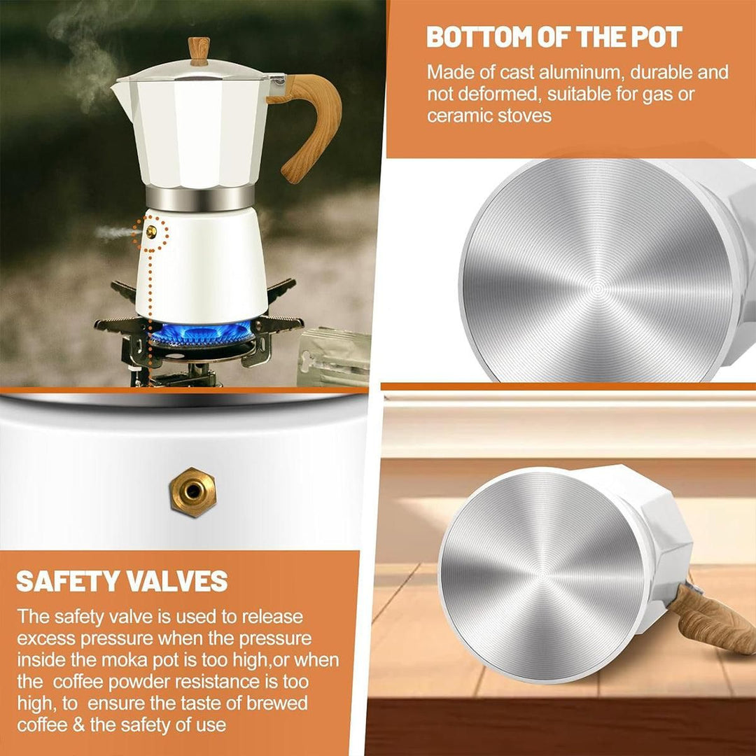 Portable Manual Espresso Maker - Wood Grain Handle Camping Coffee Machine 300ml