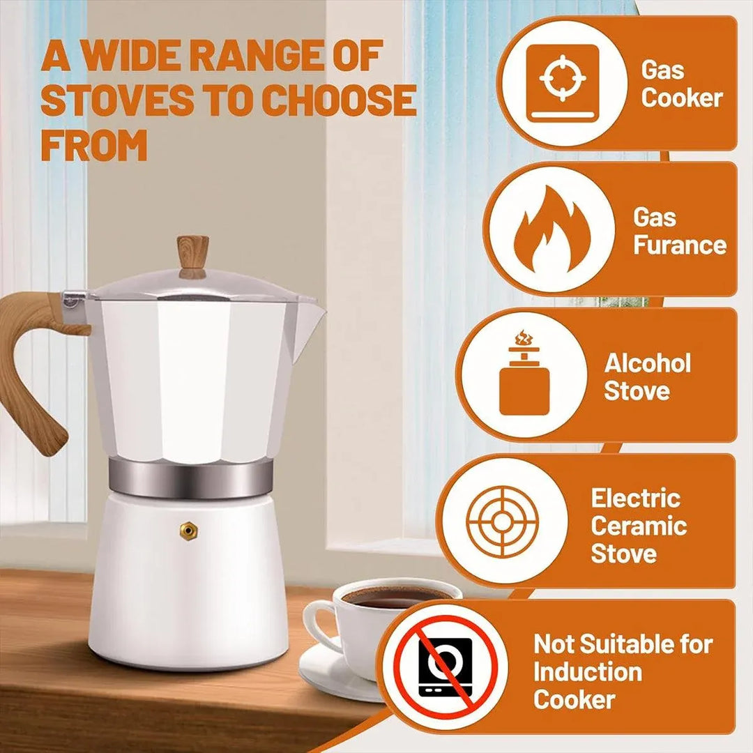 Portable Manual Espresso Maker - Wood Grain Handle Camping Coffee Machine 300ml