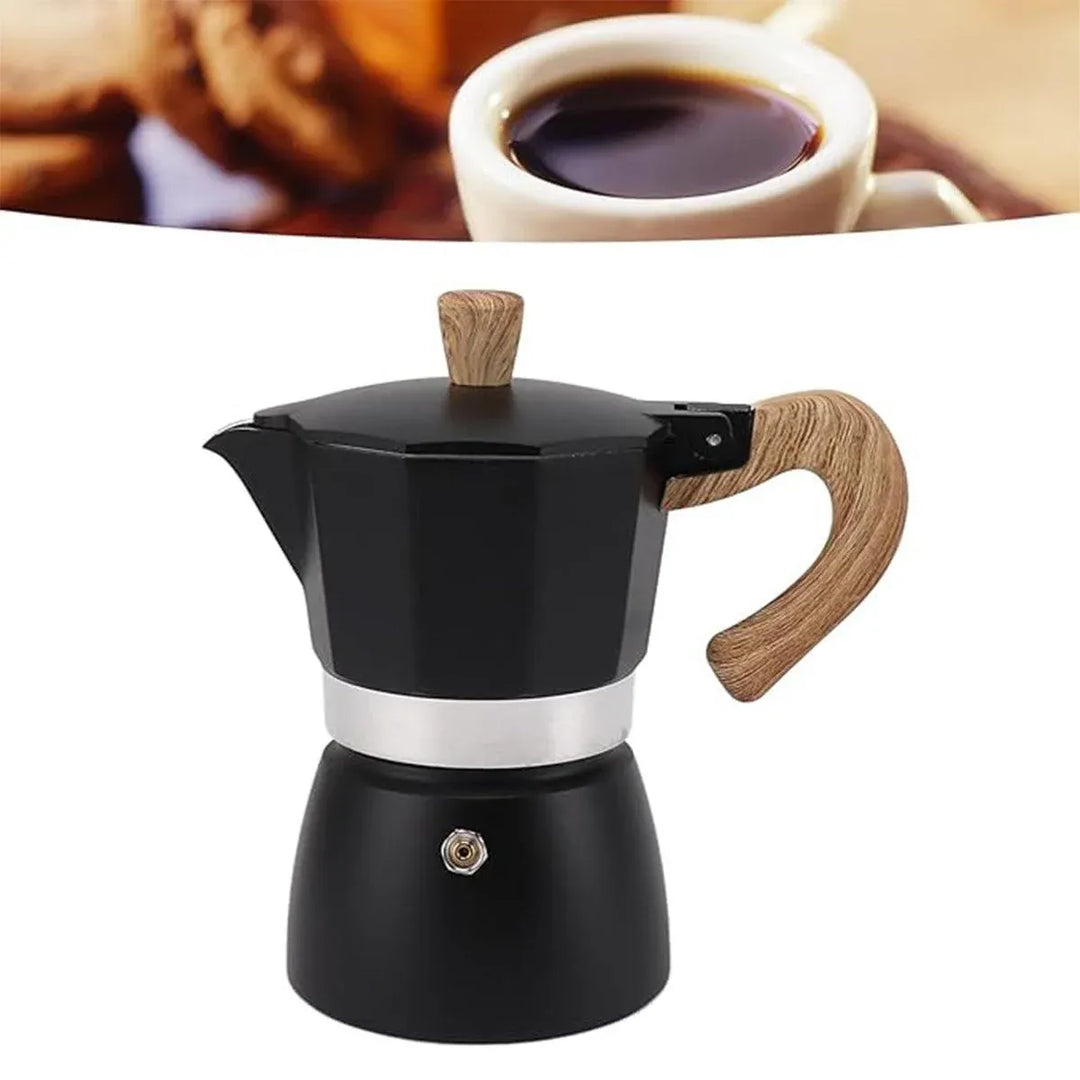 Portable Manual Espresso Maker - Wood Grain Handle Camping Coffee Machine 300ml