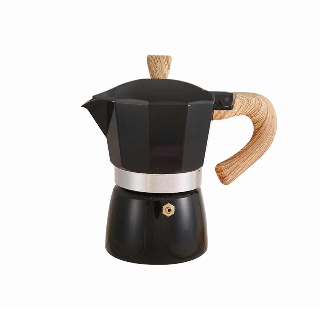 Portable Manual Espresso Maker - Wood Grain Handle Camping Coffee Machine 300ml