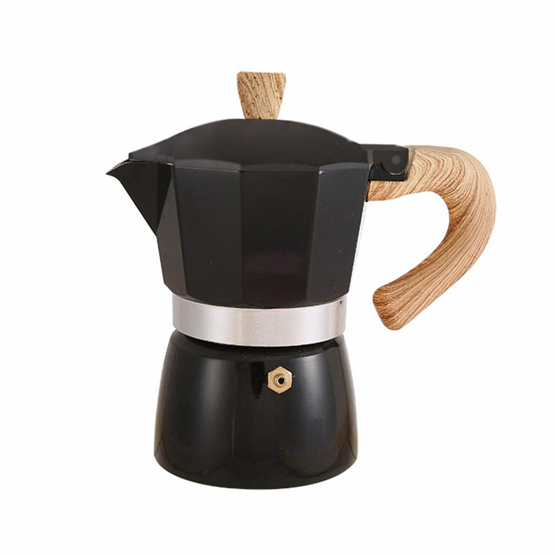 Portable Manual Espresso Maker - Wood Grain Handle Camping Coffee Machine 300ml