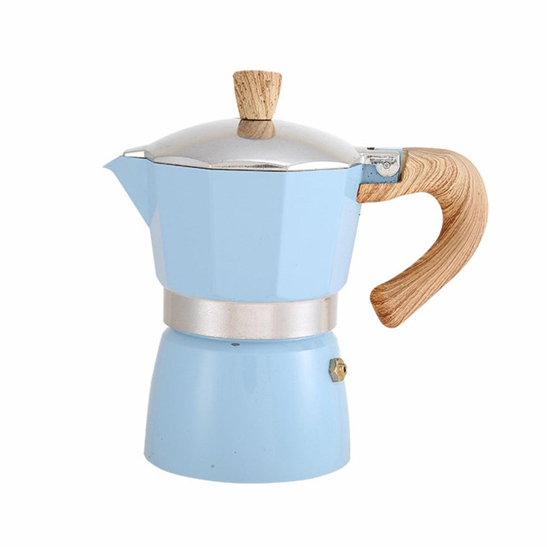 Portable Manual Espresso Maker - Wood Grain Handle Camping Coffee Machine 300ml