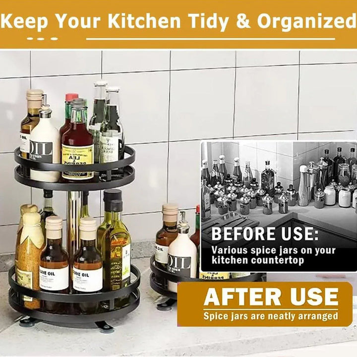 Rotating Spice Rack - 3-Tier Kitchen Countertop Organizer