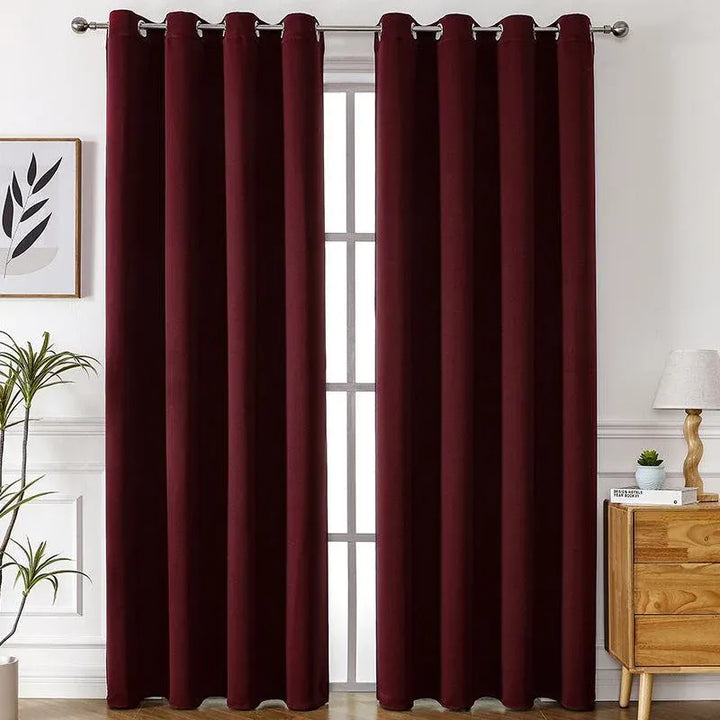 2pcs Semi Blackout Curtain Fabric Solid Colour Home Decor Drapes for Living Room - Black - 132x160cm
