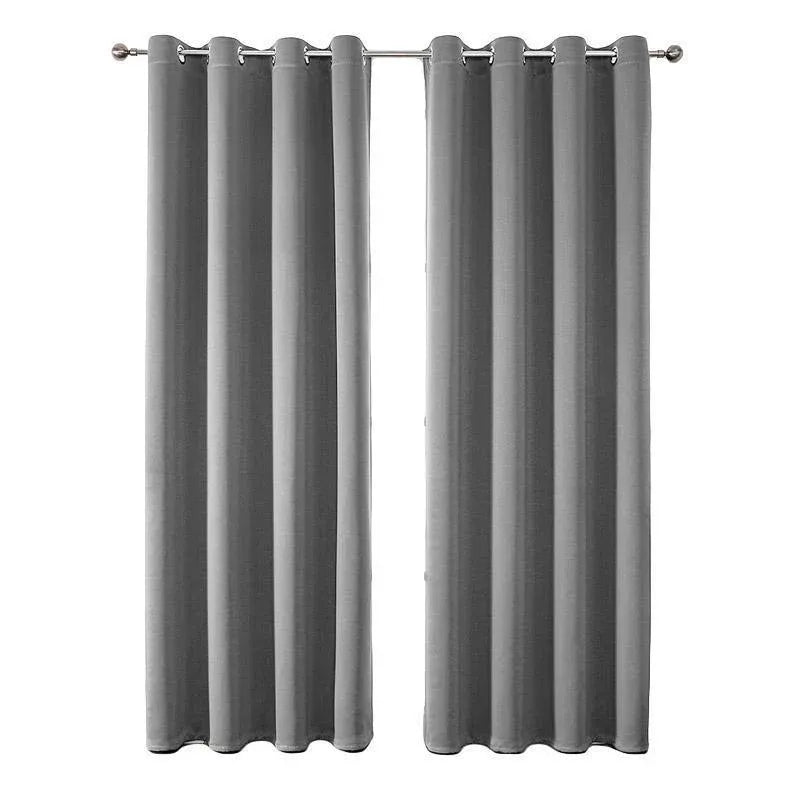 2pcs Semi Blackout Curtain Fabric Solid Colour Home Decor Drapes for Living Room - Light Grey - 132x160cm