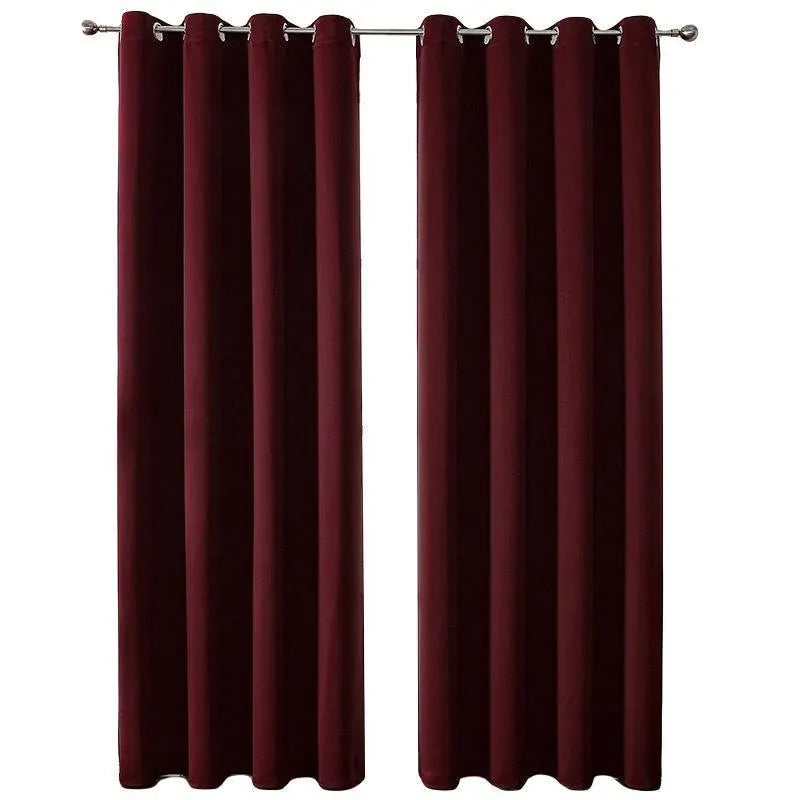 2pcs Semi Blackout Curtain Fabric Solid Colour Home Decor Drapes for Living Room - Red - 132x160cm