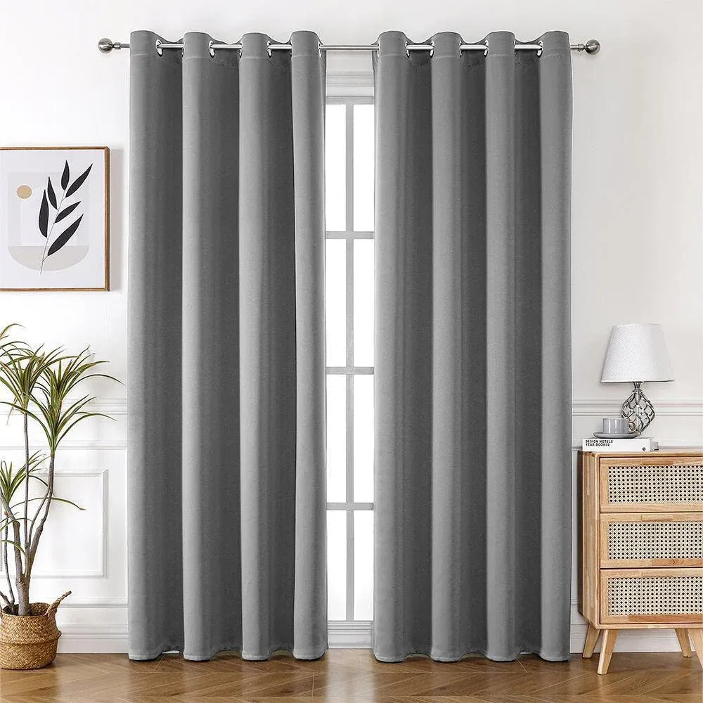 2pcs Semi Blackout Curtain Fabric Solid Colour Home Decor Drapes for Living Room - Red - 132x160cm