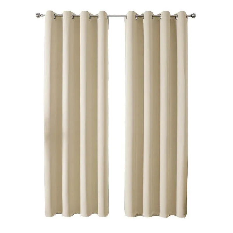 2pcs Semi Blackout Curtain Fabric Solid Colour Home Decor Drapes for Living Room - Yellow - 132x160cm