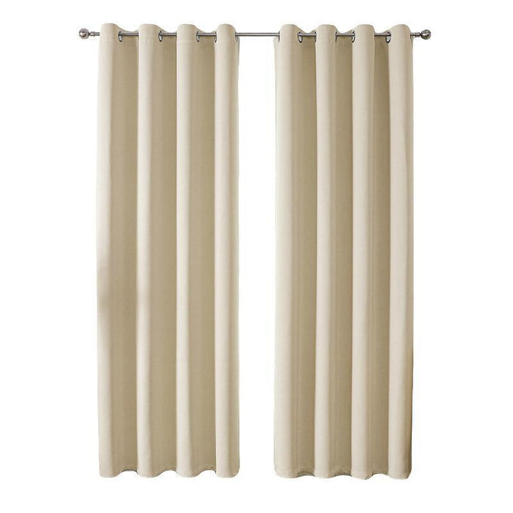 2pcs Semi Blackout Curtain Fabric Solid Colour Home Decor Drapes for Living Room - Black - 132x213cm
