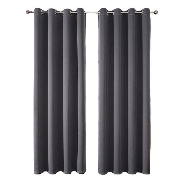 2pcs Semi Blackout Curtain Fabric Solid Colour Home Decor Drapes for Living Room - Black - 132x244cm