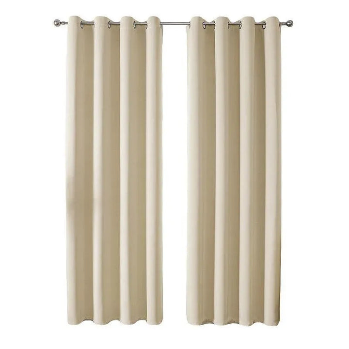 2pcs Semi Blackout Curtain Fabric Solid Colour Home Decor Drapes for Living Room - Yellow - 132x244cm