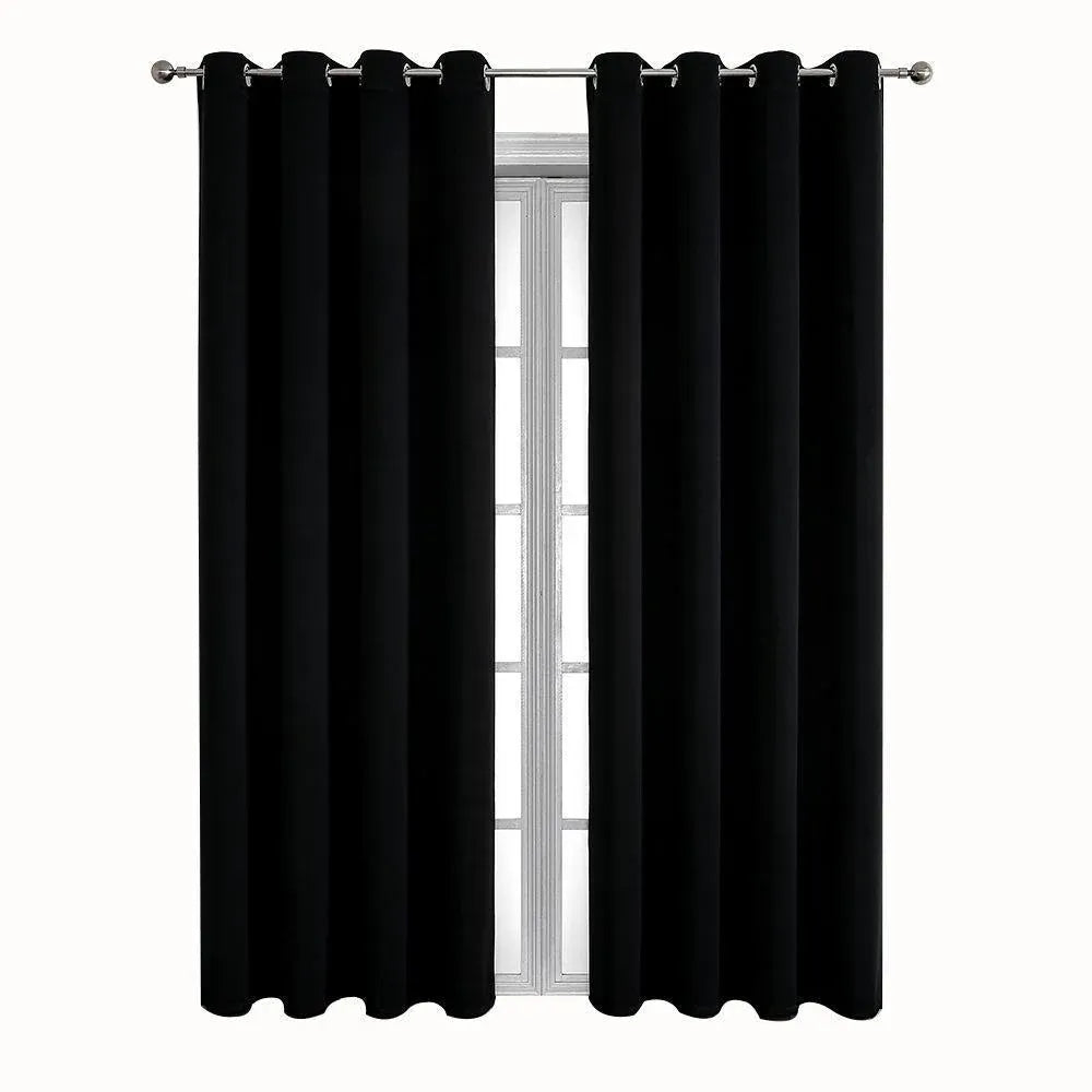 2pcs Semi Blackout Curtain Fabric Solid Colour Home Decor Drapes for Living Room - Yellow - 132x244cm
