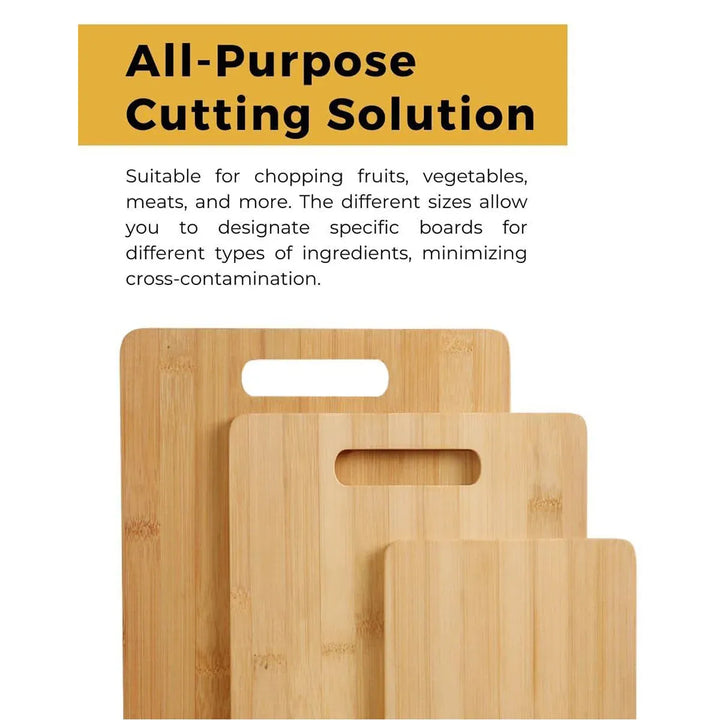 Household Cutting Board Set 3PCS Square Wooden Kitchen Chopping Boards For Food