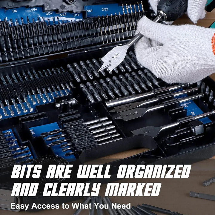 246-Piece Drill Bit Set - Complete Metal, Wood & Plastic Drilling Kit with Hole Openers