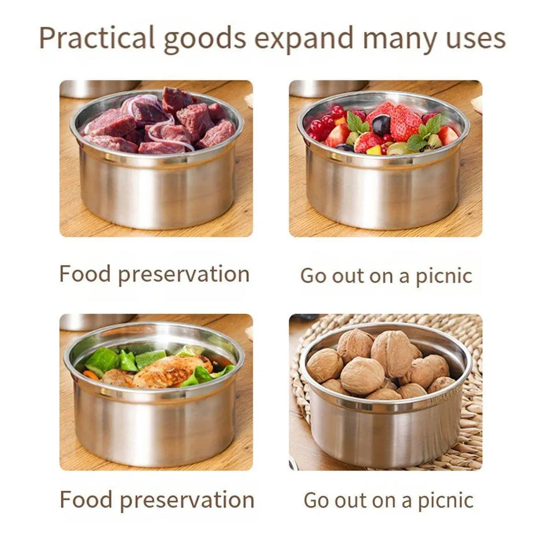 Stainless Steel Lunch Box Set 3PCS - Airtight Round Food Storage Containers with Lids