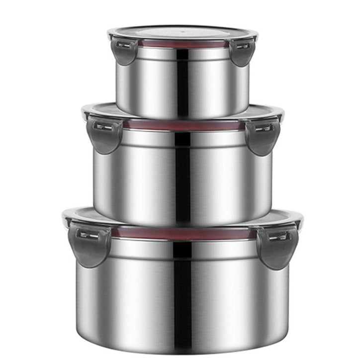 Stainless Steel Lunch Box Set 3PCS - Airtight Round Food Storage Containers with Lids