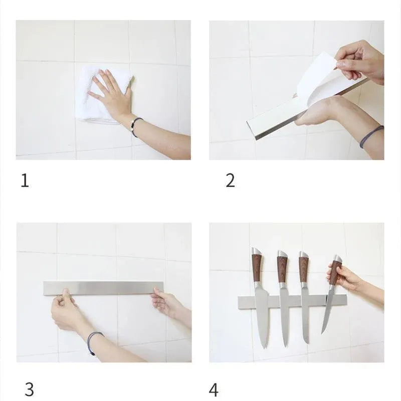 Stainless Steel Magnetic Knife Rack Holder - 30cm Kitchen Knife Storage