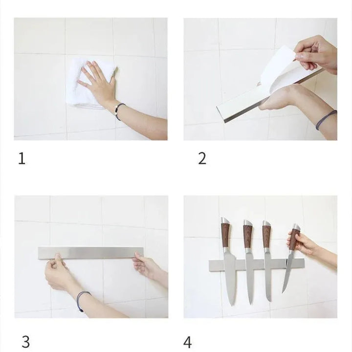Stainless Steel Magnetic Knife Rack Holder - 30cm Kitchen Knife Storage