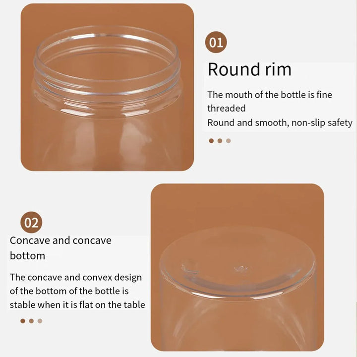 Wide Mouth Plastic Storage Bottles 50PCS - Transparent Airtight Food Containers 500ml