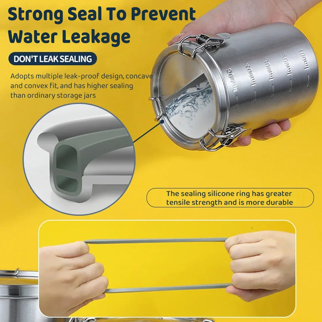 Stainless Steel Pet Food Storage Container 1000ml - Airtight Dog Cat Food Bin