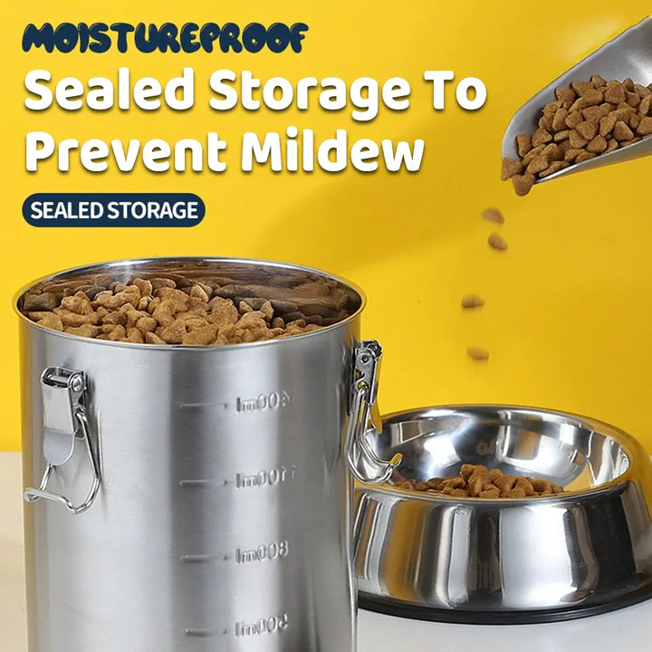 Stainless Steel Pet Food Storage Container 1000ml - Airtight Dog Cat Food Bin