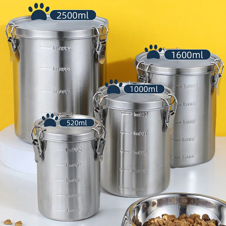 Stainless Steel Pet Food Storage Container 1000ml - Airtight Dog Cat Food Bin