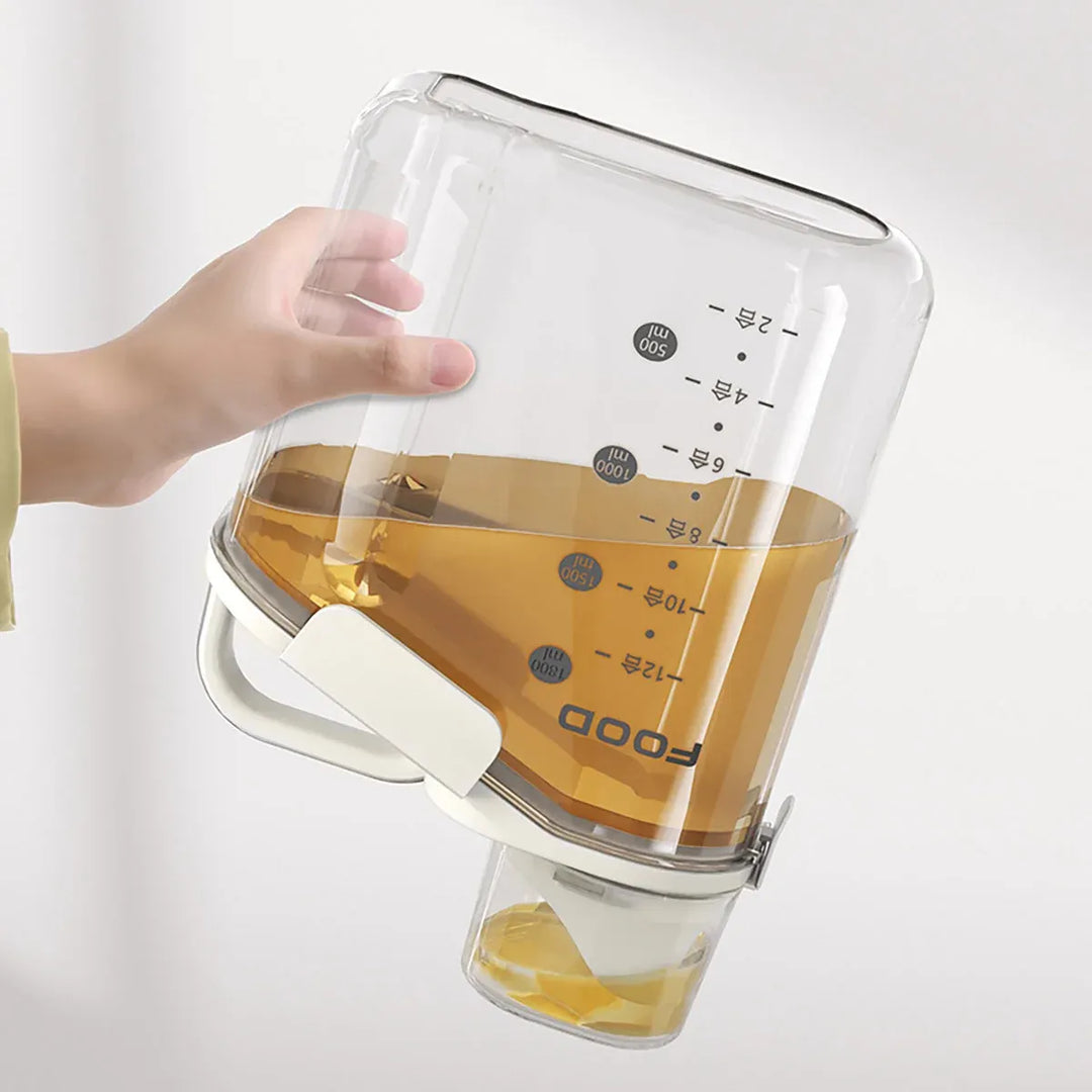 Grain Storage Container 2800ml - Airtight Pet Food Rice Jar with Handle & Measuring Cup