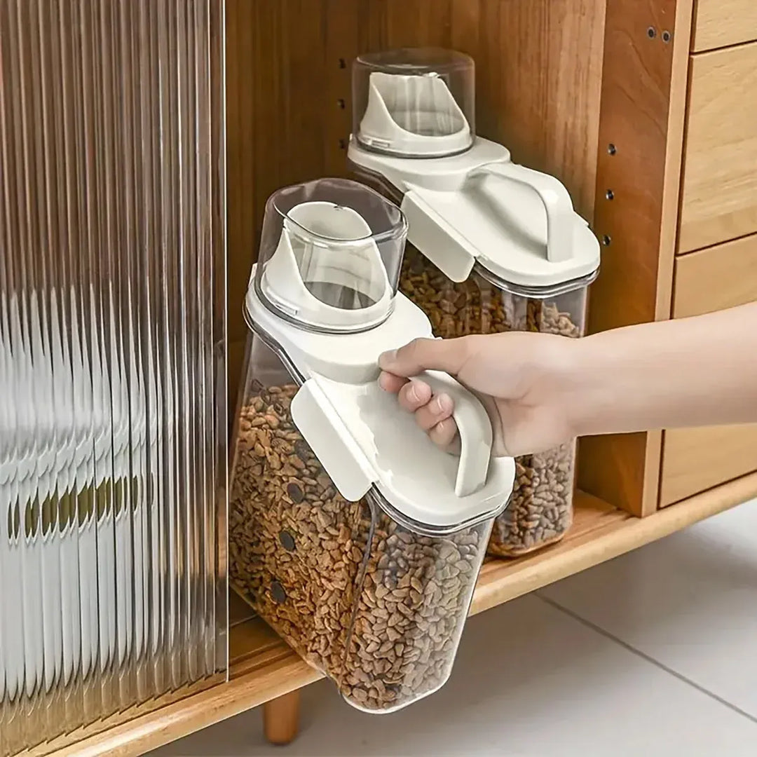 Grain Storage Container 2800ml - Airtight Pet Food Rice Jar with Handle & Measuring Cup
