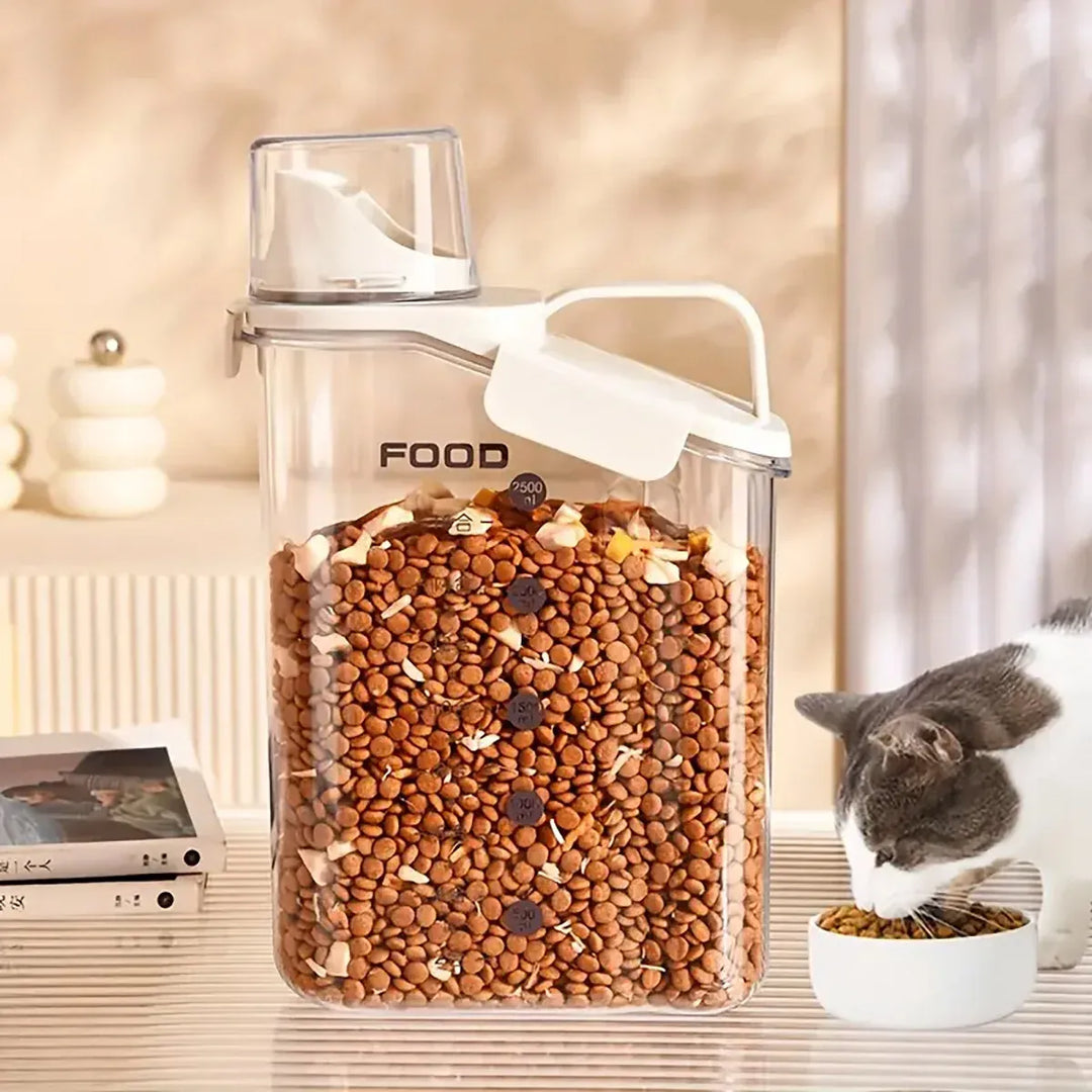 Grain Storage Container 2800ml - Airtight Pet Food Rice Jar with Handle & Measuring Cup