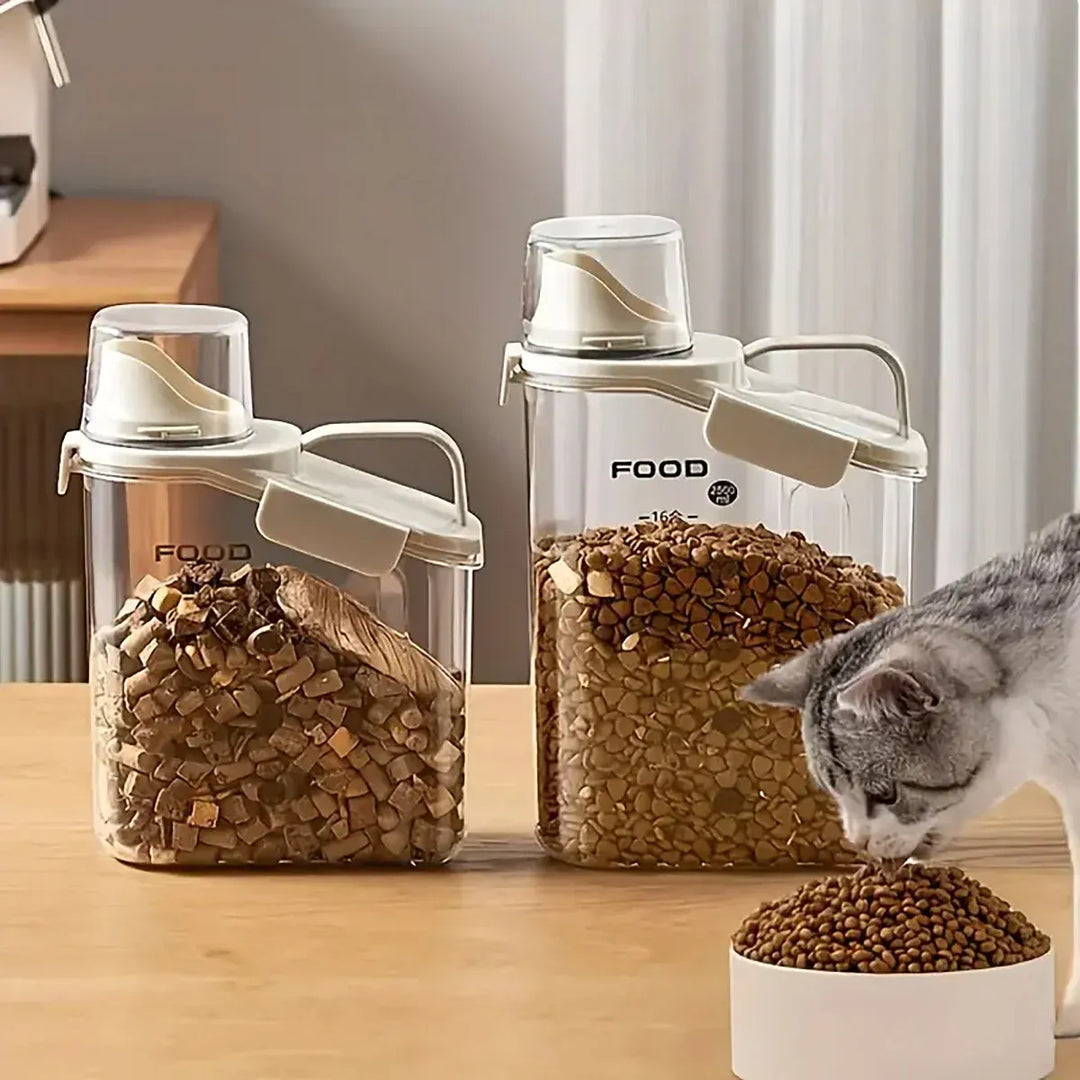 Grain Storage Container 2800ml - Airtight Pet Food Rice Jar with Handle & Measuring Cup