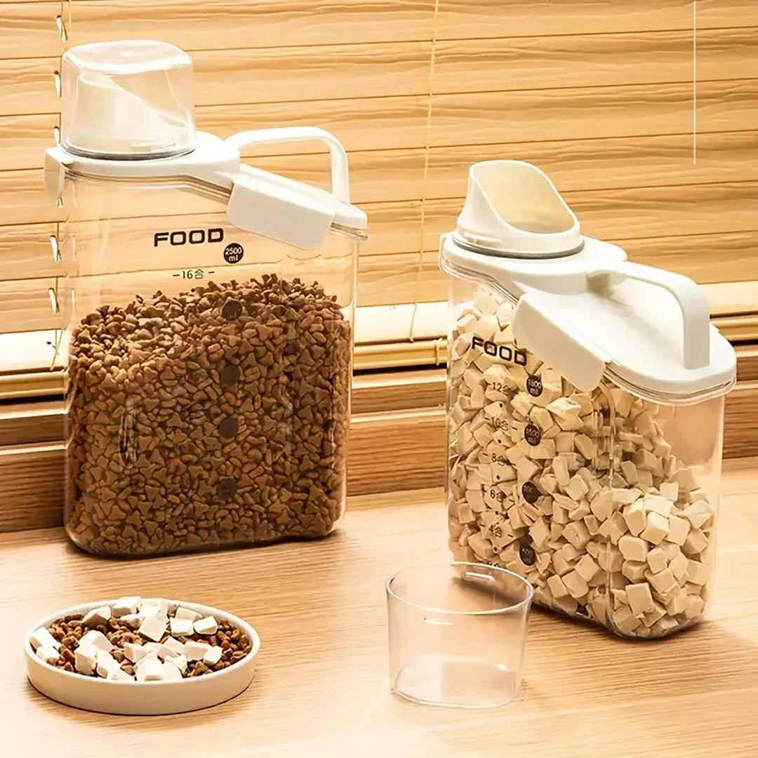 Grain Storage Container 2800ml - Airtight Pet Food Rice Jar with Handle & Measuring Cup