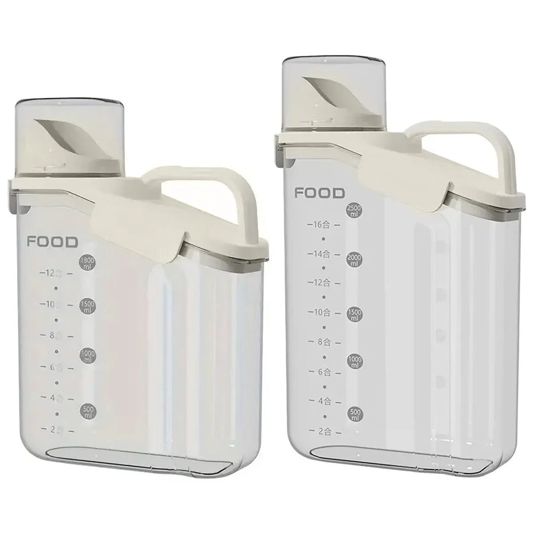 Grain Storage Container 2800ml - Airtight Pet Food Rice Jar with Handle & Measuring Cup