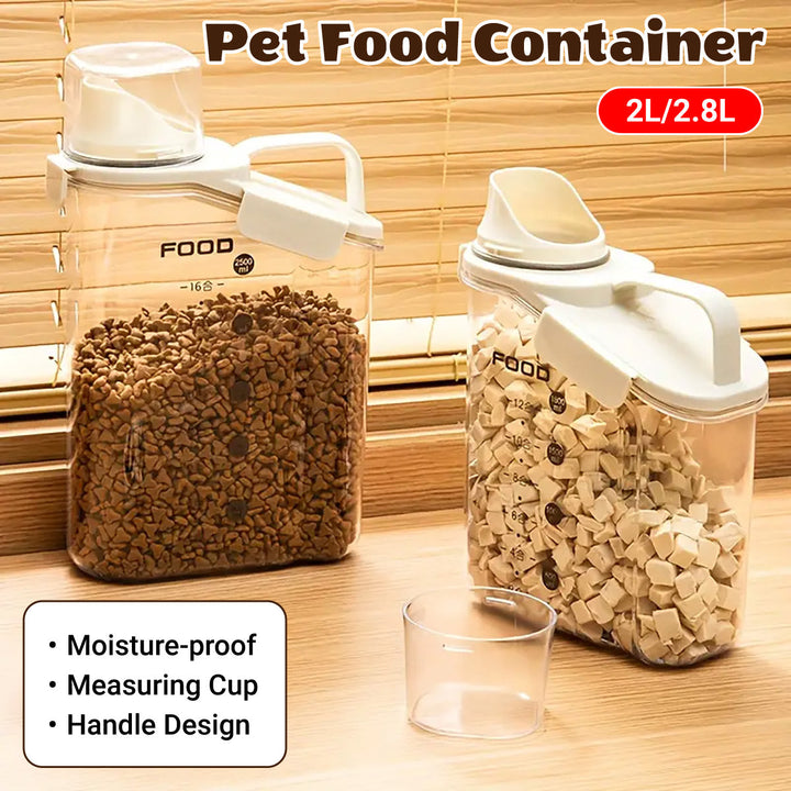 Grain Storage Container 2800ml - Airtight Pet Food Rice Jar with Handle & Measuring Cup