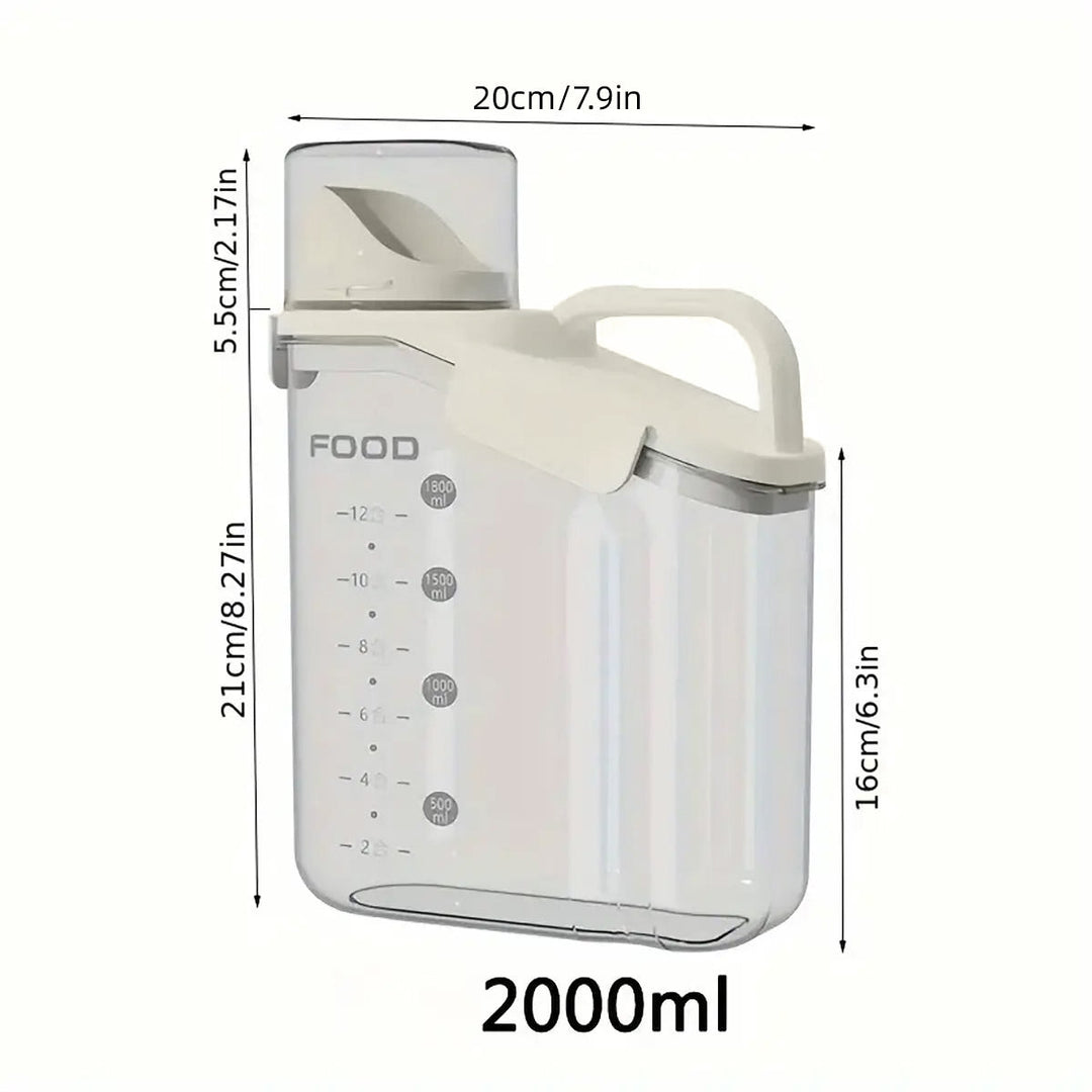 Grain Storage Container 2800ml - Airtight Pet Food Rice Jar with Handle & Measuring Cup