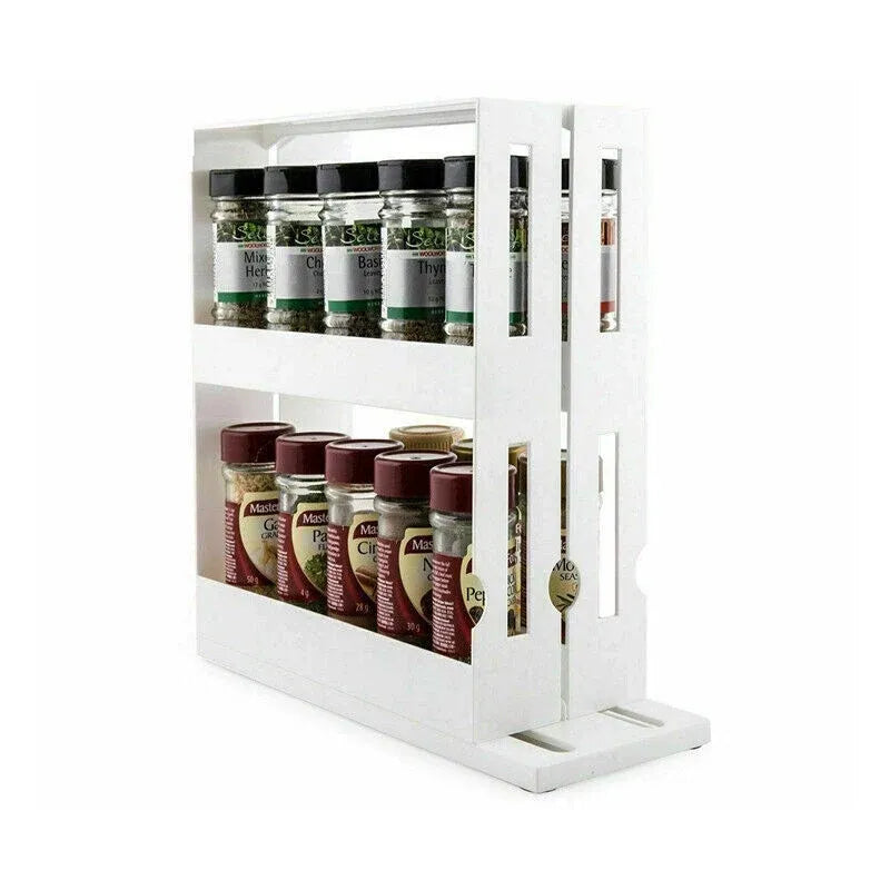 Slide Cabinet Organiser Rack Storage Pantry Kitchen Shelf Spice Jars Can Holder