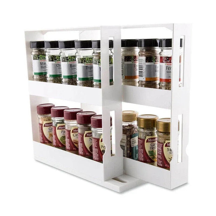 Slide Cabinet Organiser Rack Storage Pantry Kitchen Shelf Spice Jars Can Holder