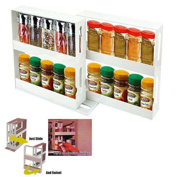 Slide Cabinet Organiser Rack Storage Pantry Kitchen Shelf Spice Jars Can Holder