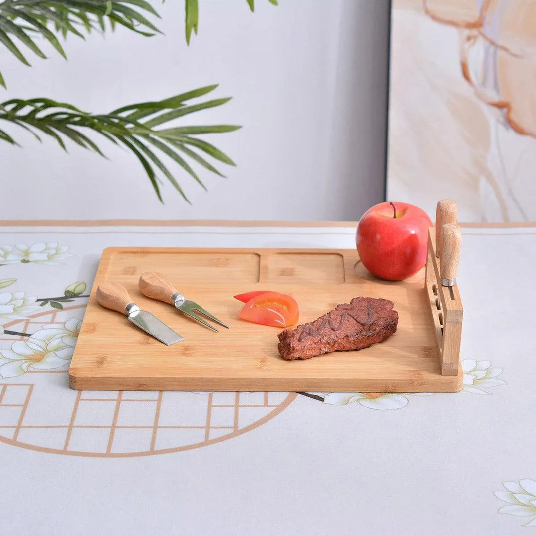Bamboo Chopping Board Cheese Board Set with Knife Kitchen Charcuterie Serving