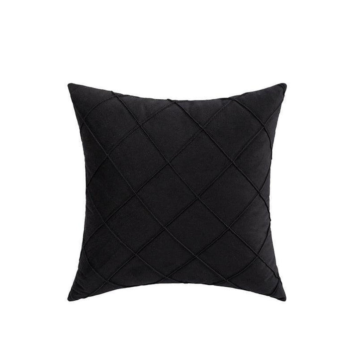Velvet Cushion Cover Pleated Checked Plaid Plush Decorative Lounge Cushion Cover - White