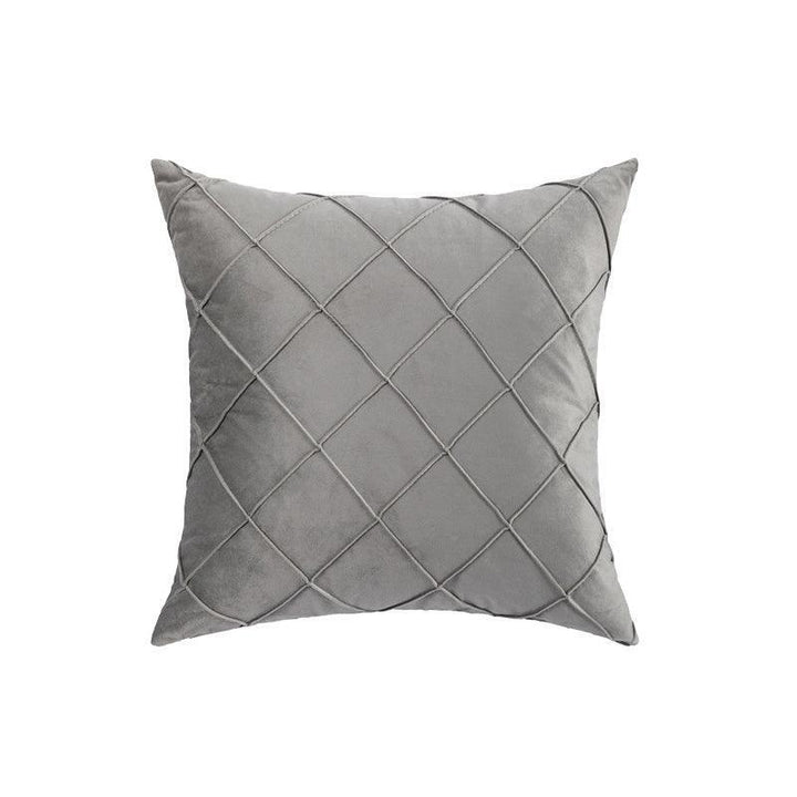 Velvet Cushion Cover Pleated Checked Plaid Plush Decorative Lounge Cushion Cover - White