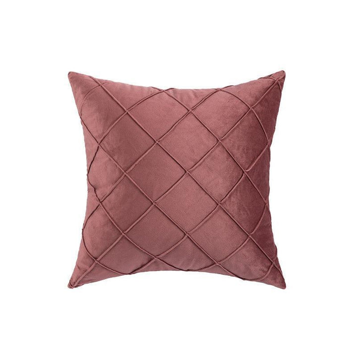 Velvet Cushion Cover Pleated Checked Plaid Plush Decorative Lounge Cushion Cover - White