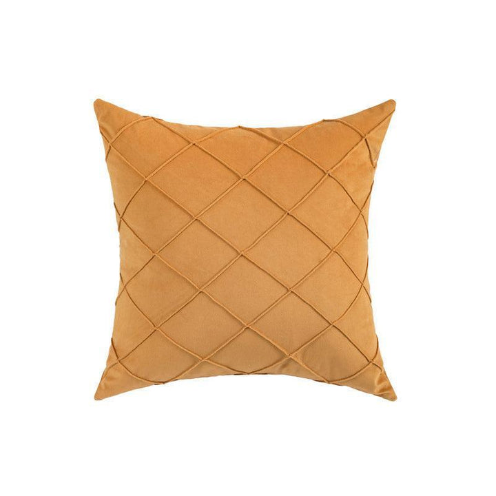 Velvet Cushion Cover Pleated Checked Plaid Plush Decorative Lounge Cushion Cover - White