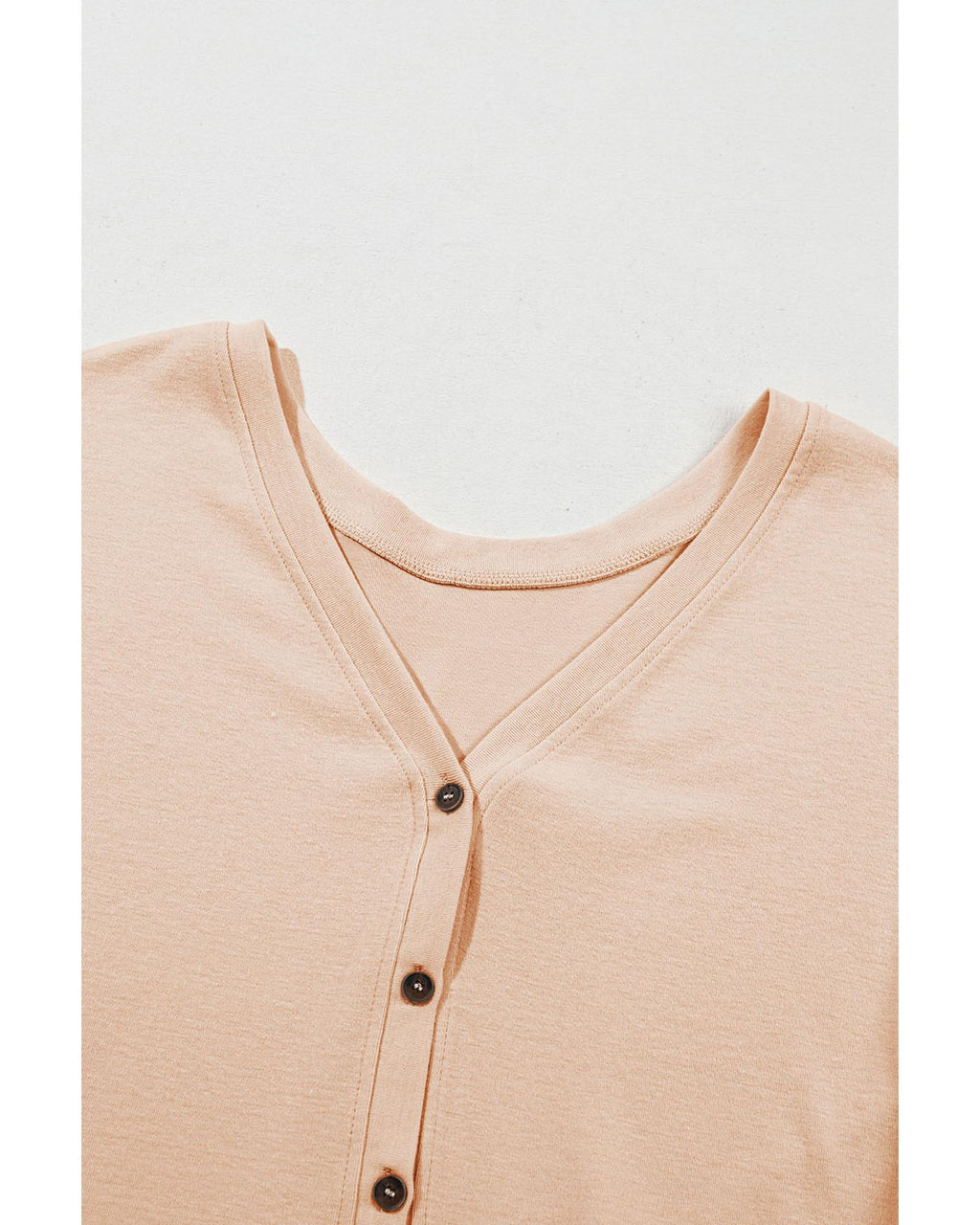 Jet Stream Ruffled V Neck Buttoned V Neck Shirt - L