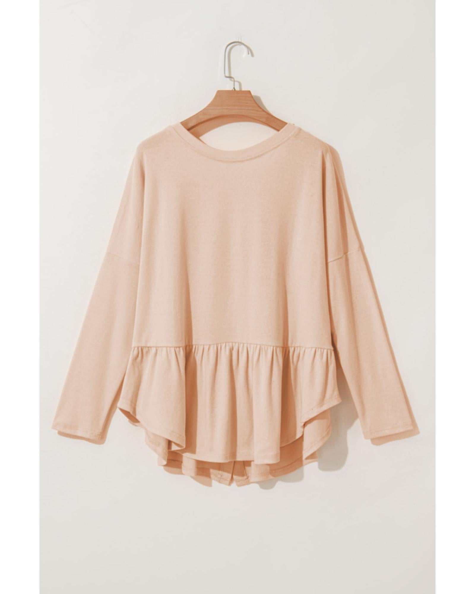 Jet Stream Ruffled V Neck Buttoned V Neck Shirt - L