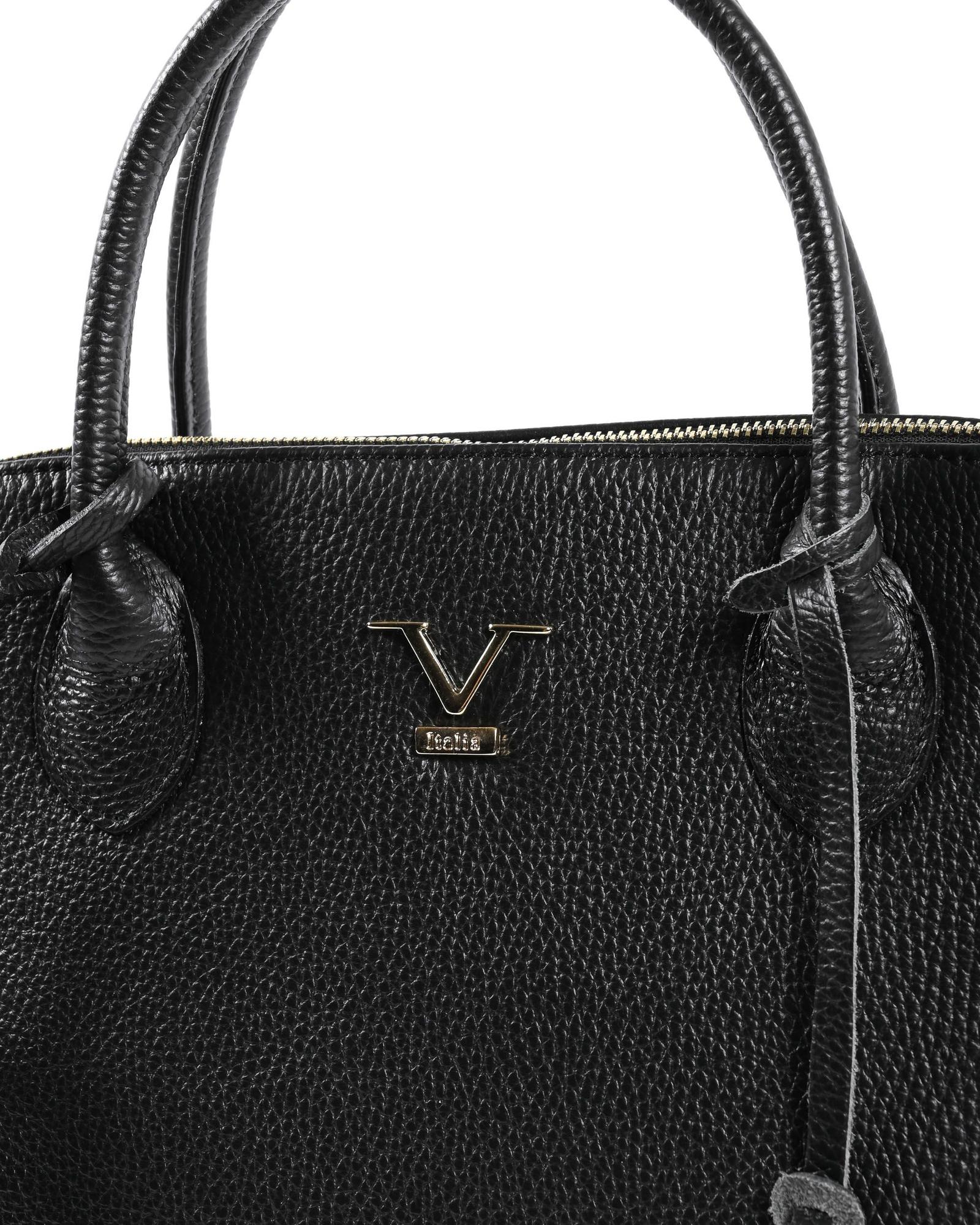 V Italia by Versace 1969 Women's Leather Satchel - Black Italian Handbag